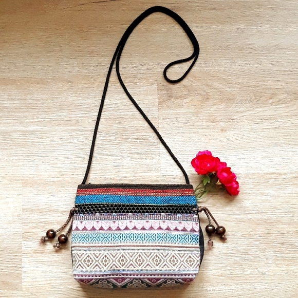 Handmade Hmong Colorful Textile Embroidered Crossbody Bag - Picture 2 of 11